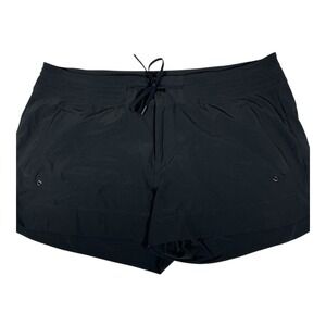 Athleta Hudson Shortie Shorts Women's 16 Black Zip Pockets Stretch Drawstring‎